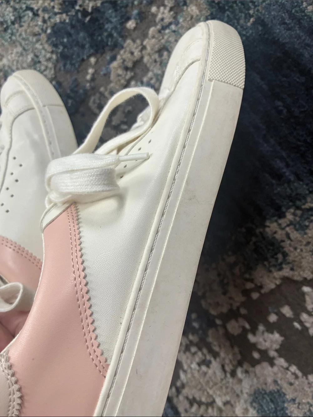 J Crew White Leather Women's Sneakers with Pink Heel Accent